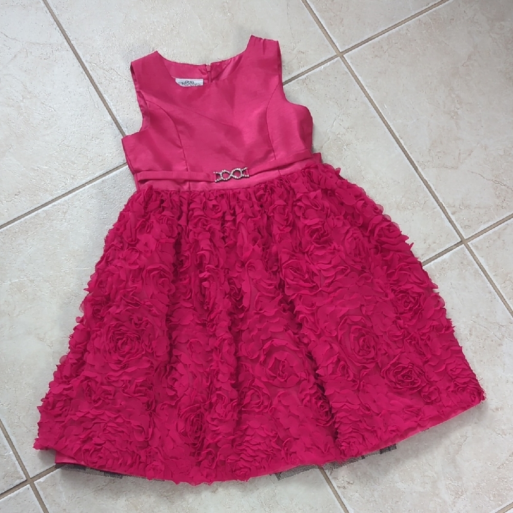 Elegant Red Rosette Girls Size 10 Dress